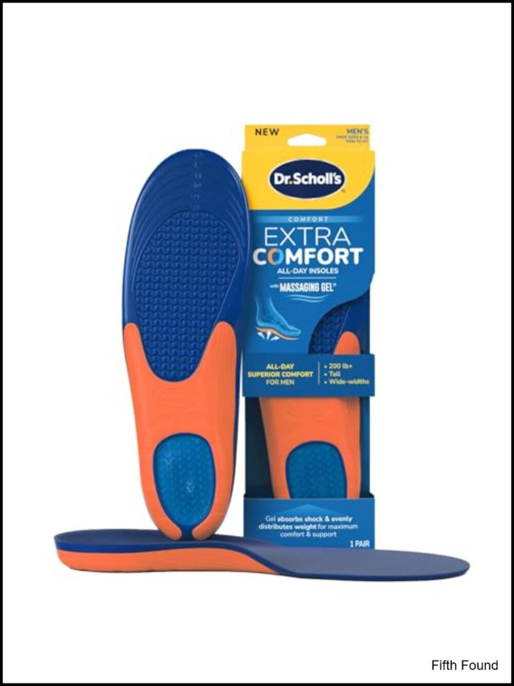 Extra Comfort Support Insoles Men Size 8-14 Trim to Fit Massaging Gel Arch